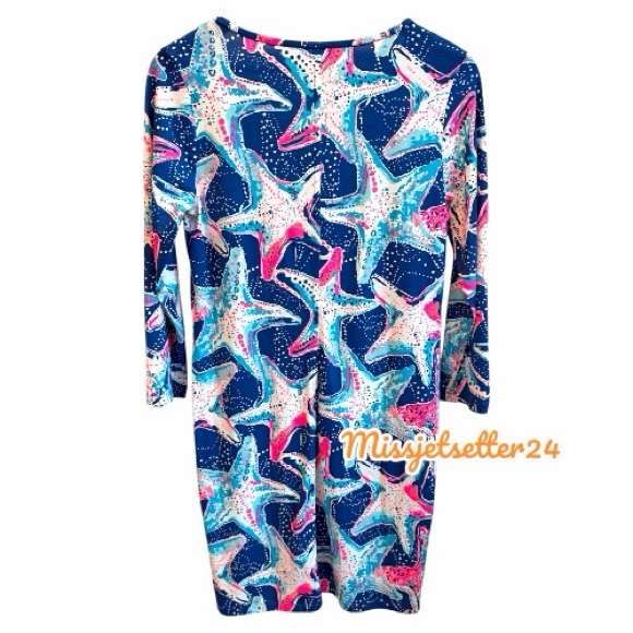 NWT Lilly Pulitzer Beacon Indigo Star Struck T-Shirt Dress Medium Blue Pink M - Picture 5 of 8